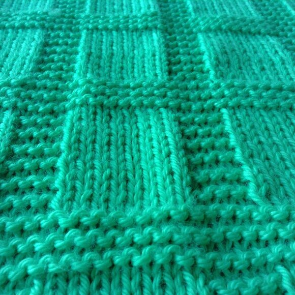Hand Knit Baby Blanket in Bright Green - Picture 2 of 5